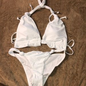 Knot halter triangle bikini set